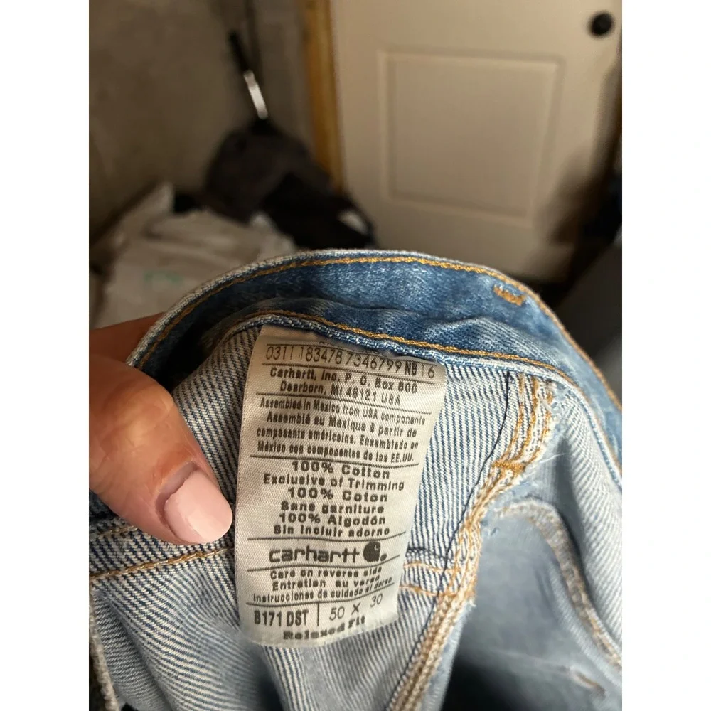 Carhartt‎ B171 DST Mens Relaxed Fit Carpenter Jeans Blue Denim 50x30